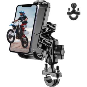 imageROCKBROS Motorcycle Phone Mount Aluminum Alloy Bike Phone Mount Holder with Vibration Dampener Cell Phone Holder for Motorcycle Bicycle Scooter Universal Handlebar Mount Fits 4771 Phones