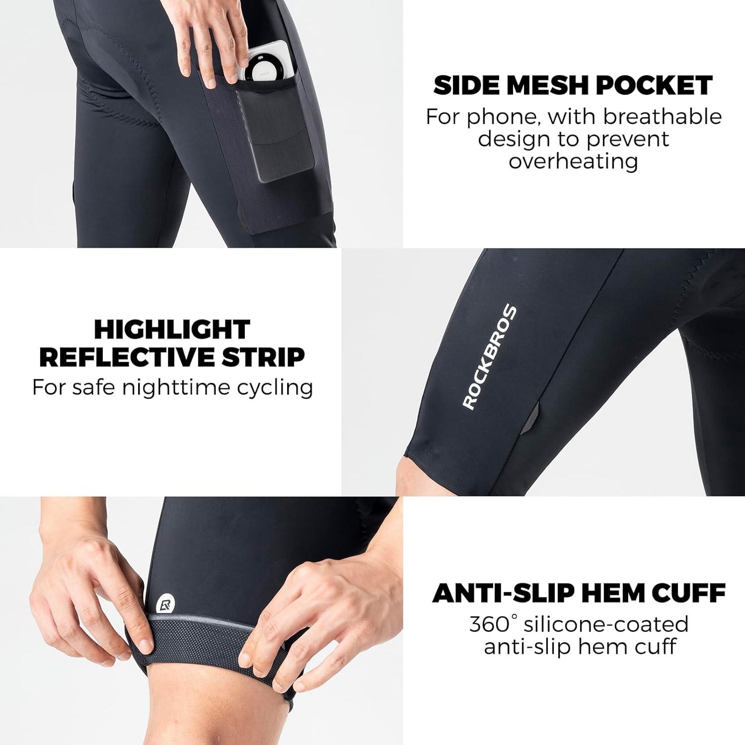 imagePadded Bike Shorts for Men Cycling Shorts with Side Pockets Mountain Bike Shorts Breathable with Reflective Elements