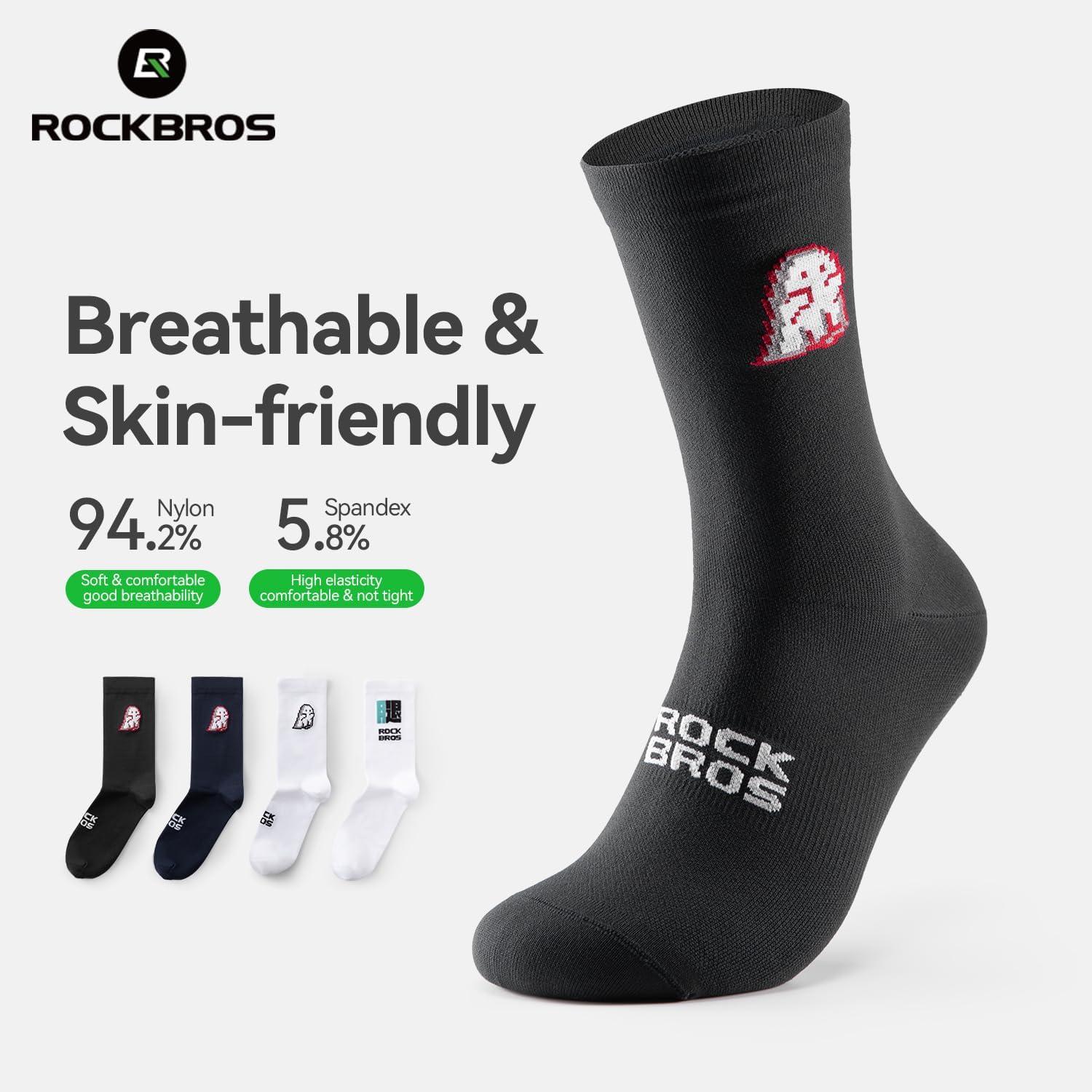 imageROCKBROS Aerodynamic Cycling Socks with Wearresistant Heel VNS Halloween Series Breathable ampamp Wicking Athletic Crew SocksBlack
