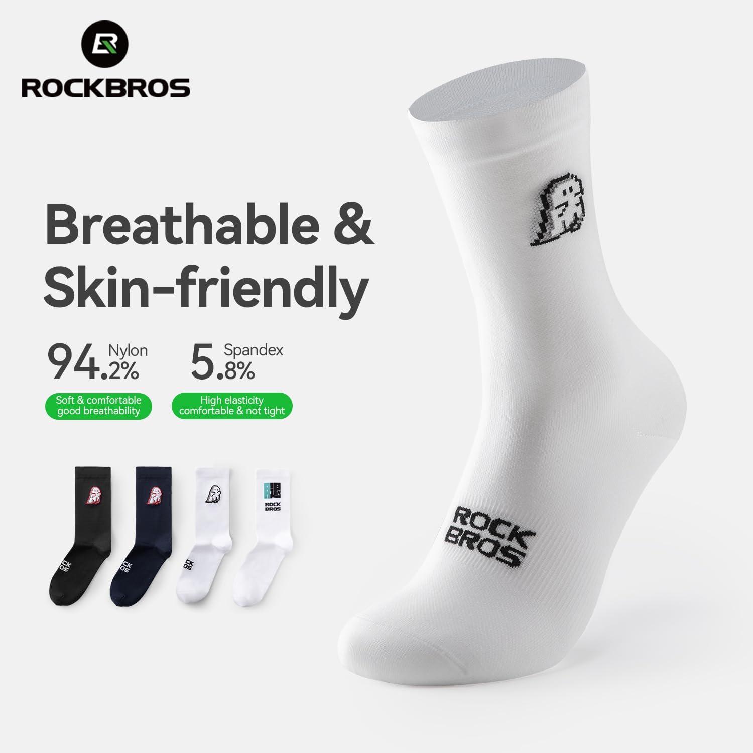 imageROCKBROS Aerodynamic Cycling Socks with Wearresistant Heel VNS Halloween Series Breathable ampamp Wicking Athletic Crew SocksWhite