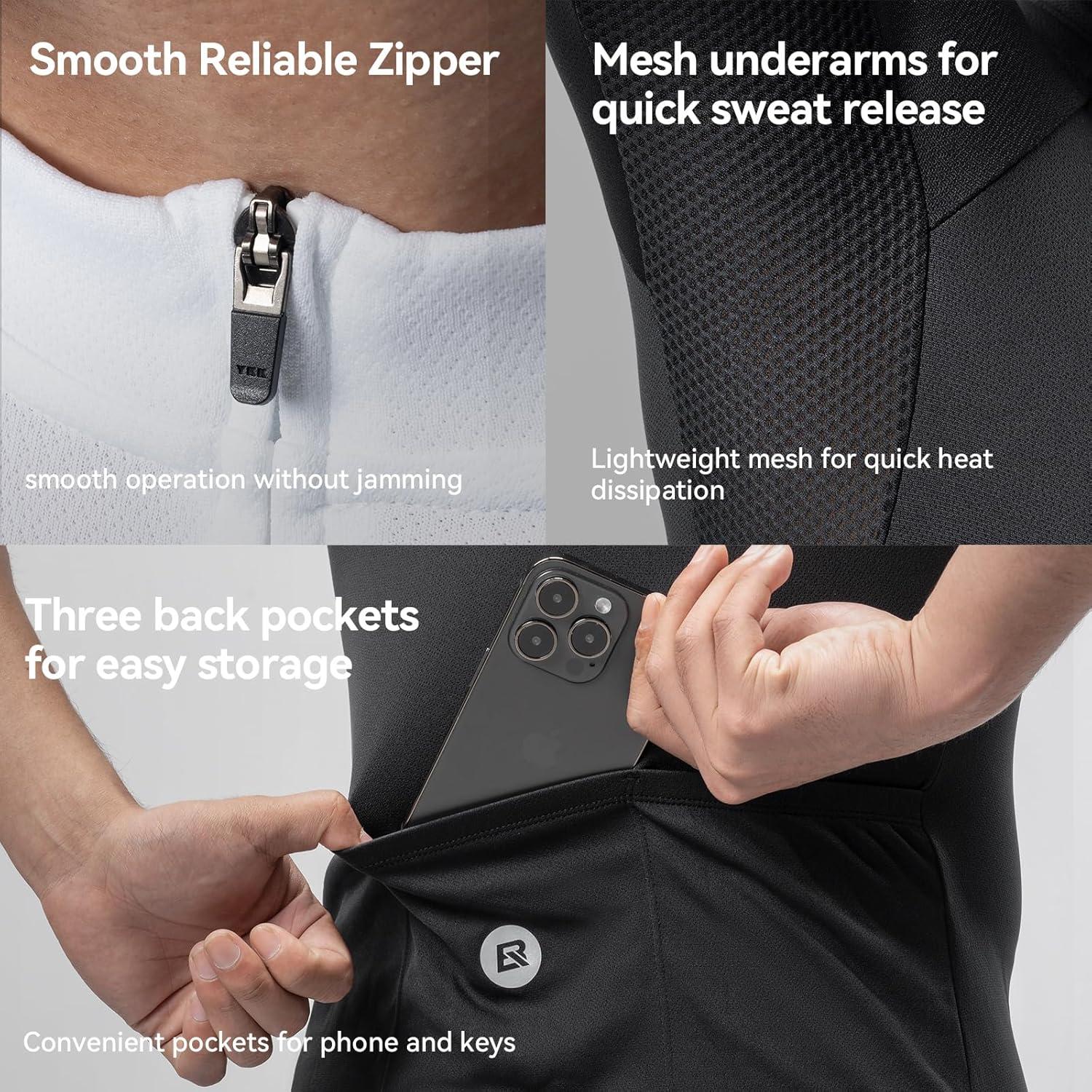 imageROCKBROS Mens Cycling Jersey Short Sleeve Bike Jersey Breathable Moisture Wicking Quick Dry Bike ShirtBlack