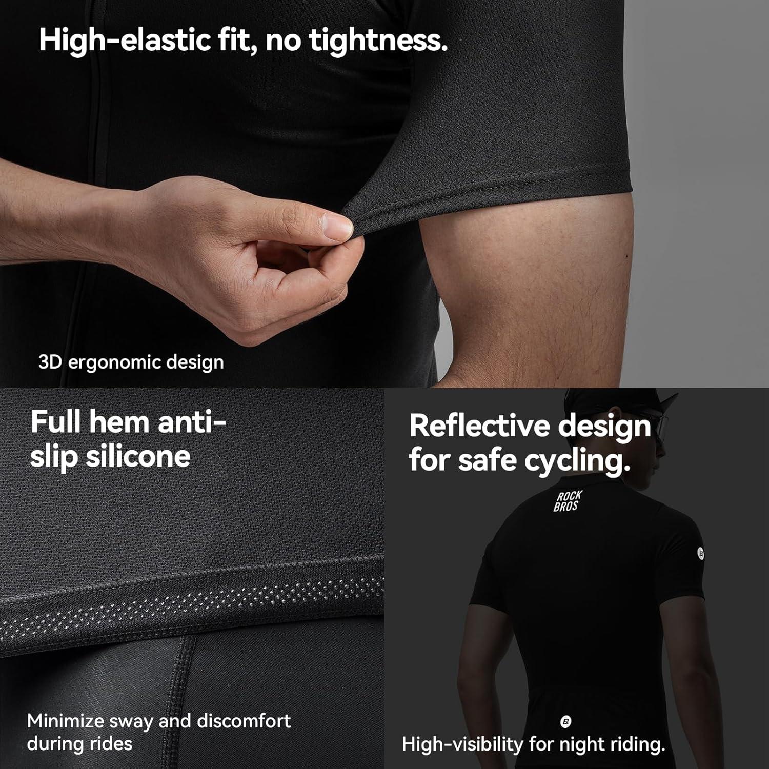 imageROCKBROS Mens Cycling Jersey Short Sleeve Bike Jersey Breathable Moisture Wicking Quick Dry Bike ShirtWhite