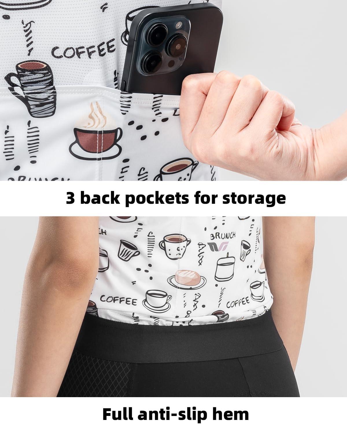 imageROCKBROS Womens Cycling Jersey Short Sleeve Breathable QuickDry Bike Shirts with 3 Pockets Full Zipper Reflective Elements