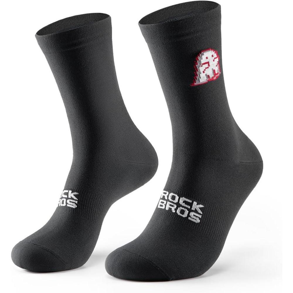 imageROCKBROS Aerodynamic Cycling Socks with Wearresistant Heel VNS Halloween Series Breathable ampamp Wicking Athletic Crew SocksBlack