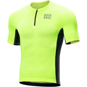 imageROCKBROS Cycling Jersey Men Short Sleeve Half Zipper with 3 Rear Pockets Bike Jersey for Men Cycling Quick Dry Bike Shirts