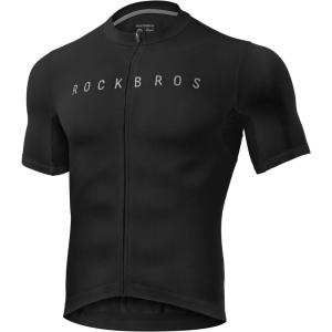 imageROCKBROS Mens Cycling Jersey Short Sleeve Bike Jersey Breathable Moisture Wicking Quick Dry Bike ShirtBlack