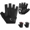imageROCKBROS Cycling Gloves for Men Women with AntiSlip ShockAbsorbing Pad Fingerless Bike Gloves Light Weight Breathable Biking GlovesHalf Gray