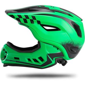 imageROCKBROS Kids Full Face Bike Helmet Lightweight Toddlers Helmets Kids Mountain Bike Helmets Ages 514 AntiCollision Detachable Chin Kids Helmet for BMX Skateboard Scooter