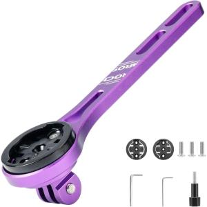 imageROCKBROS Aluminum Bike Computer Mount Integrated Molding Cycling Computer Mount for Aero Integrated Handlebar Road Bikes Compatible with Garmin Wahoo Bryton Sports Camera Bike Light AttachmentPurple
