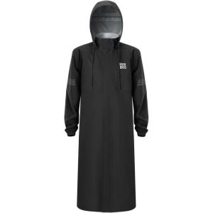 imageROCKBROS Long Raincoat Safety Poncho Jacket with Double QuickRelease Zippers Mesh Lining Windbreaker for Outdoor ActivitiesBlack