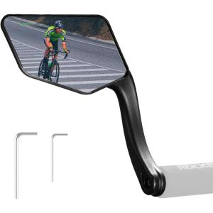 imageROCKBROS Bike Mirror Handlebar Mount Bar End Mirror 360 Adjustable Bicycle Mirrors for Handlebars HD Automotive Grade Glass ScratchResistant for EBike MTB and Electric Bicycles LeftLeft