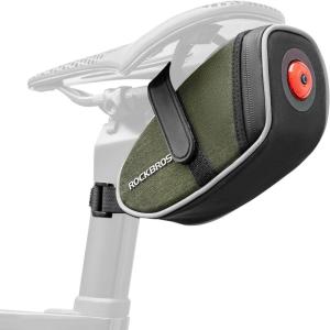 imageROCKBROS Bike Saddle Bag with Tail Light Bicycle Seat Pack Lightweight Storage Bag under Bike Seat Cycling AccessoriesStrap