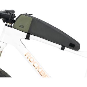 imageROCKBROS Top Tube Bike Bag Fashion Extra Long Lightweight Bicycle Frame Bag Ebike Accessories for Women Men Cycling Fits for Outdoor MBT Mountain Road Bike Gear Black Green