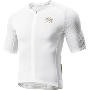 imageROCKBROS Mens Cycling Jersey Short Sleeve Road Bike Shirt Zipper Pocket Quick Dry Bicycle JerseyWhite