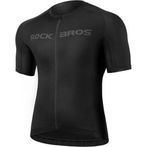 imageROCKBROS Mens Cycling Jersey Short Sleeve Ultra Breathable Bike Jersey Quick Dry Mountain Bike Jersey Top Cycling ClothingBlack