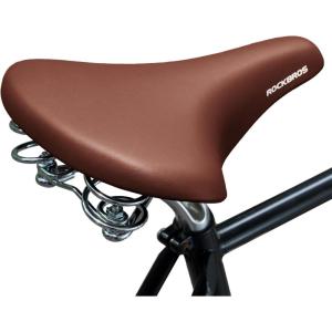 imageROCKBROS Bike Seat for Men Women Wide Comfort Bike Seat Cushion Waterproof Soft Vintage Brown Bicycle Saddle Compatible with Cruiser Retro Mountain City Bikes
