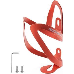 imageROCKBROS Bike Water Bottle Cage Durable Aluminum Alloy Bike Cup Holder Lightweight Water Bottle Holder Universial Bike Bottle Cage for Road Mountain BikesA4  RED