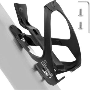 imageROCKBROS Bike Water Bottle Cage with Builtin Tire Levers 2 in 1 Lightweight Bike Bottle Holder Adjustable Slide Entry Bicycle Cup Holder for MTB Road Bike GreenBlack