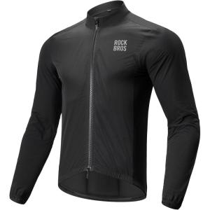 imageROCKBROS Cycling Jackets for Men Breathable and Cooling Lightweight Long Sleeve Cycling Jersey Running Windbreaker