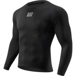 imageROCKBROS Cycling Jersey Thermal Cycling Base Layer Long Sleeve Compression Shirts Crew Neck Quick Dry Tops for Workout