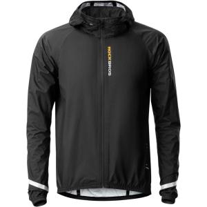 imageROCKBROS Cycling Rain Jacket Mens Rain Jackets Waterproof with Hood Windbreaker Cycling Rain Gear Lightweight ReflectiveBlack