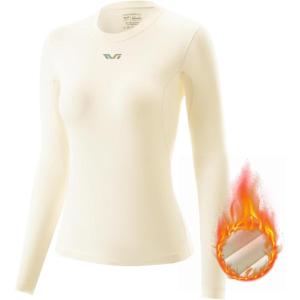imageROCKBROS Womens Thermal Shirts Winter Cycling Long Sleeve for Women Fleece Lined Base Layer Underwear Suit Fitted Tops