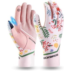imageROCKBROS Cycling Gloves Bike Gloves Women Touchscreens Bicycle Gloves for Spring Summer AntiSlip Full Finger Cycling Gloves for Running Driving FishingSmall