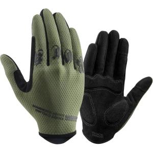 imageROCKBROS Cycling Gloves for Men  Breathable Touchscreen Mountain Bike GlovesBlack Green