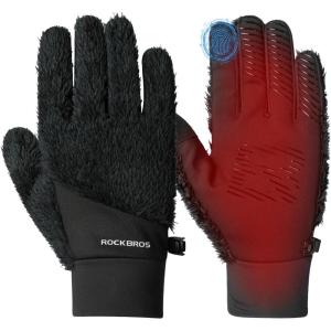 imageROCKBROS Winter Gloves Men Women Long Black Windproof Cycling Gloves Touch Screen Thermal Gloves for Running Driving Workblack