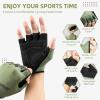 imageROCKBROS Cycling Gloves for Men Women  Half Finger Breathable Bike Gloves  ShockAbsorbing Padded Gloves for Cycling Workout Outdoor SportsBlack Green