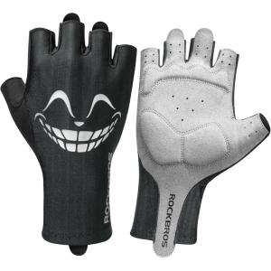 imageROCKBROS Cycling Gloves Half Finger Bike GlovesShock Absorption Mountain Bike Gloves Padded Mens Biking Gloves Breathable Bike Riding Gloves for Spring SummerBlack