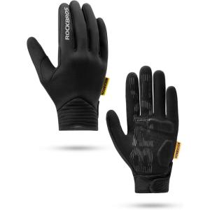 imageROCKBROS Cycling Gloves for Men Women Cold Weather Touchscreen Motorcycle Mountain Bike Gloves Full Finger Bike Gloves SBR Pad Biking Gloves for Men Bicycle GlovesUS L Asian XL