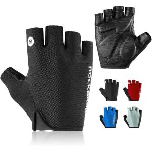 imageROCKBROS Cycling Gloves for Men Women  Breathable Bike Gloves  Half Finger Gloves for Daily Cycling Workout Outdoor SportsBlack