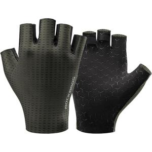imageROCKBROS Half Finger Cycling Mountain Biking AntiSlip Breathable Bicycle Bike Gloves for Men Women Cycling Sports GlovesGreenXL