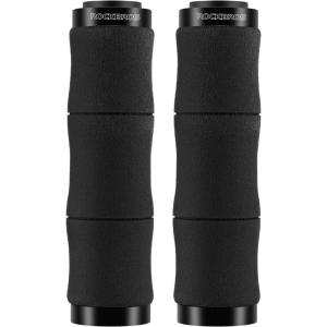 imageROCKBROS Mountain Bike Handlebar Grips Shock Absorption Comfortable Foam Soft NonSlip Double Locked on Bicycle Grips for BMX MTB Scooter EBikeblack