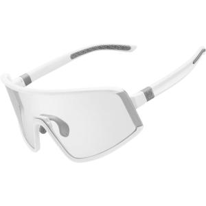 imageROCKBROS Photochromic Cycling Glasses for Men Women Sports Glasses UV ProtectionSand WhiteClear