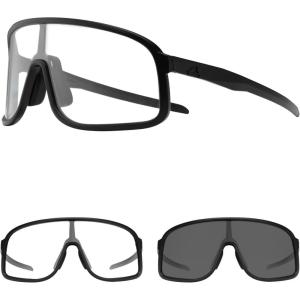 imageROCKBROS Photochromic Sunglasses for Men Women Cycling Glasses UV Protection Sports SunglassesBlacktransparent to Grey