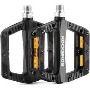 imageROCKBROS Mountain Bike Pedals Bicycle Nylon Pedals 916 Inch Sealed Bearing Lightweight Platform for Road Mountain BMX MTB Bikeblack