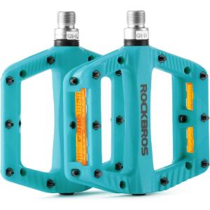 imageROCKBROS Mountain Bike Pedals Bicycle Nylon Pedals 916 Inch Sealed Bearing Lightweight Platform for Road Mountain BMX MTB Bikeblue