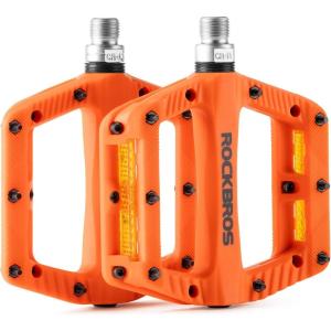 imageROCKBROS Mountain Bike Pedals Bicycle Nylon Pedals 916 Inch Sealed Bearing Lightweight Platform for Road Mountain BMX MTB Bikeorange