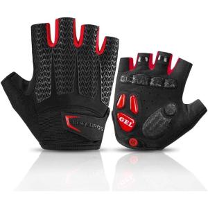 imageROCKBROS Winter Cycling Gloves Winter Bike Gloves with Full Finger Windproof AntiSlip Thermal Gloves for CyclingBikingRunning BlueHalf Red