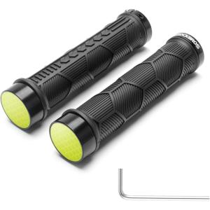 imageROCKBROS Bike Handlebar Grips  22mm Dual LockOn Rubber Grips with Reflective End Caps AntiSlip Design Inspired by Powersports Grips  Fits MTB BMX Road ampamp Folding Bikes5 ColorsBlack