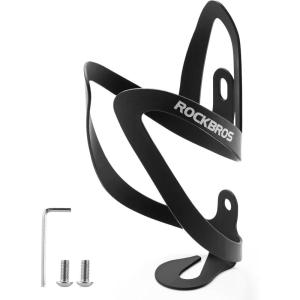 imageROCKBROS Bike Water Bottle Cage Durable Aluminum Alloy Bike Cup Holder Lightweight Water Bottle Holder Universial Bike Bottle Cage for Road Mountain BikesA2  BLACK