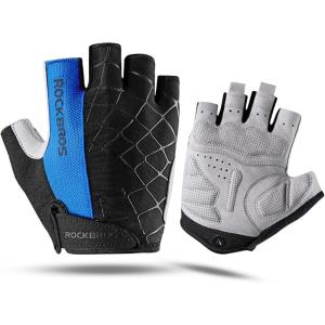 imageROCKBROS Mens Cycling Gloves with SBR Pad AntiSlip Breathable for Spring Autumn Sports RidingBlue