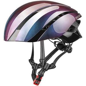 imageROCKBROS Adult Bike Helmet Streamlined Aerodynamic Comfortable Y  Shaped Strap Cycling Helmet for Men Women 5862 cm Reflective Adjustable Webbing for Road ampamp Mountain BikingChameleon Purple  High Gloss