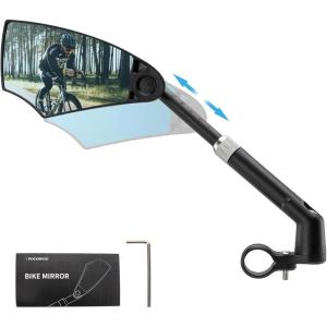 image:imageROCKBROS Bike Mirrors for Handlebars HD Antiglare amp Scratch Resistant Rear View Bicycle Mirrors Foldable Retractable amp Adjustable Mount for 2124cm Handlebar Ebike Escooter Accessories LeftLeft Side