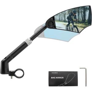 image:imageROCKBROS Bike Mirrors for Handlebars HD Antiglare amp Scratch Resistant Rear View Bicycle Mirrors Foldable Retractable amp Adjustable Mount for 2124cm Handlebar Ebike Escooter Accessories LeftRight Side