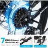 image:imageROCKBROS SNK 20Inch Folding Bike 366 lb Portable Lightweight HighCarbon Steel Electrophoretic Frame Shimano 7SpeedBlue