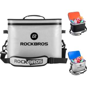 image:imageROCKBROS Backpack Cooler Waterproof 30 Can Large LeakProof Cooler Bags Insulated Portable Soft Sided Cooler for Ice Beer Drink Travel Fishing Beach Golf Picnic Camping GiftsGray