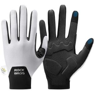 image:imageROCKBROS Cycling Gloves for Men Women XRD Shock Absorbing Bicycle Riding AntiSlip Breathable Full Finger UVSunProtection Gloves for RoadMountain amp Electric BikeEBike CommuterWhite